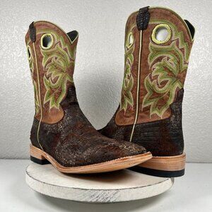 New Capitan Mens Cowboy Boots 13 D Square Toe Brown Rough Out Leather Western